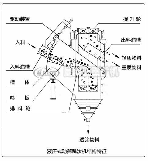 液压式跳汰机内部结构特征示意图